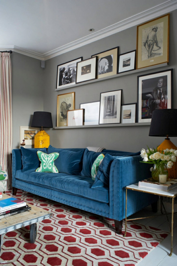 Ploché zdobení tipy obývací pokoj nábytek pohovka obrázek rámy zdi
