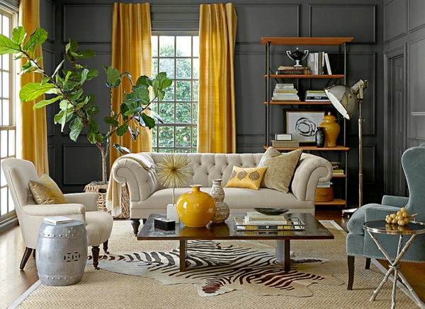 Stue innvendig sebra mønster Fargestoff sofa anlegg rom