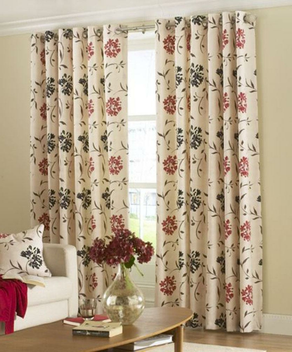 Living room curtains pattern flowers small room