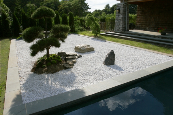Zen Garden wordt omringd door Japanse tuinen met water