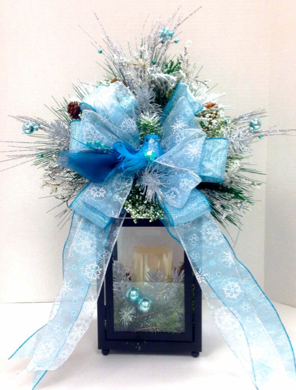 Noël décorations photos noël idées artisanat bleu ruban