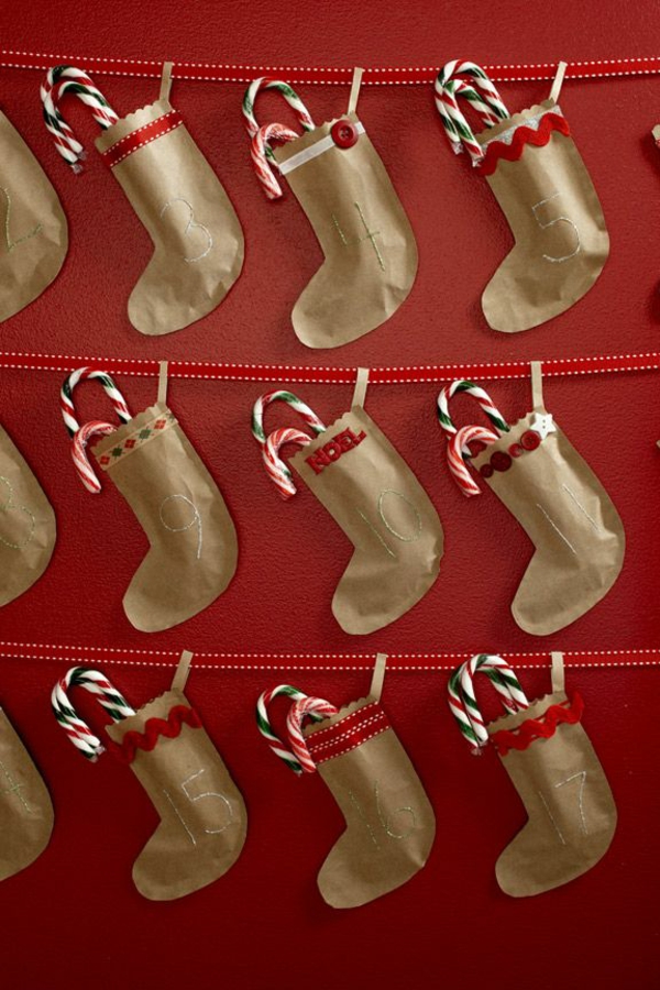 adventskalender αυτο-σχεδιασμός χάρτινες σακούλες κάλτσες έμπνευση ημερολόγιο συμπληρώστε