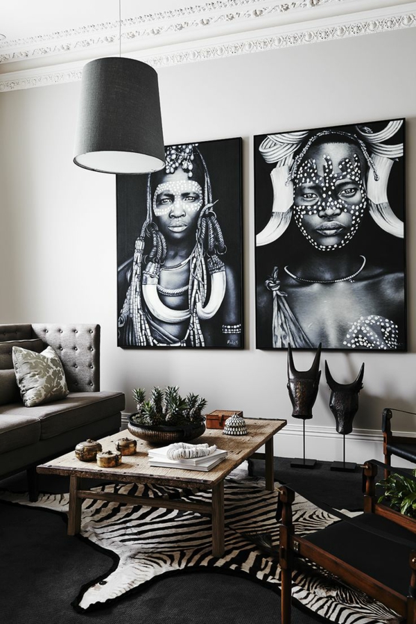 Afrika výzdoba inspirace stěna dekorace nápady koberec zebra vzor