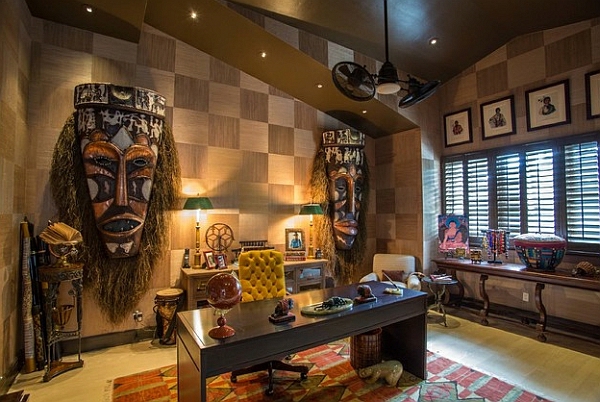 africa decor wall decoration with african masks study room