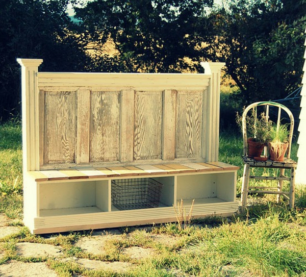 oude deuren recycleren doe-het-zelf meubels deco tuinbank