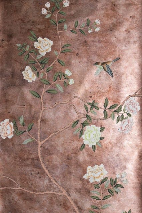 gamle rosenvæg maling stue klassiske vintage blomstergrene grene