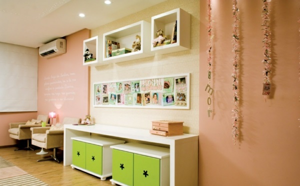 sala de estar de la pintura de la pared de la rosa antigua caja verde de la vendimia clásica