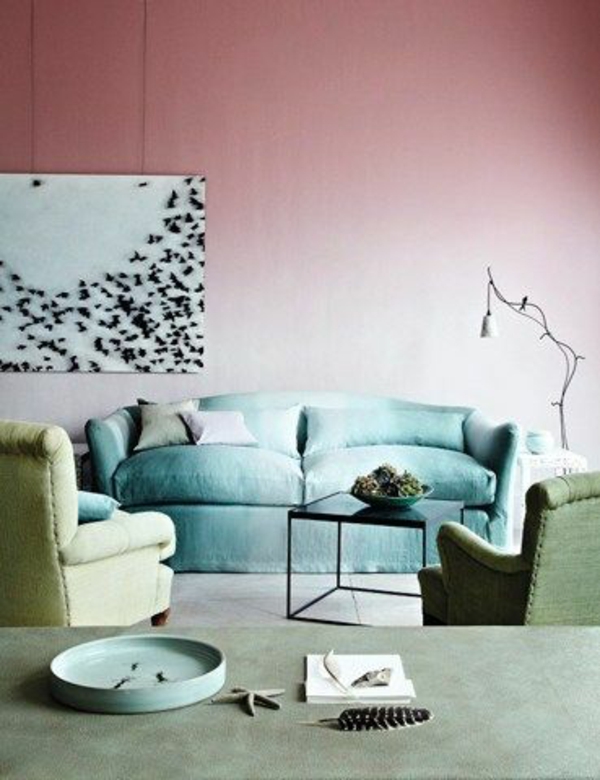 oude roze woonkamer klassieke vintage pastelkleuren