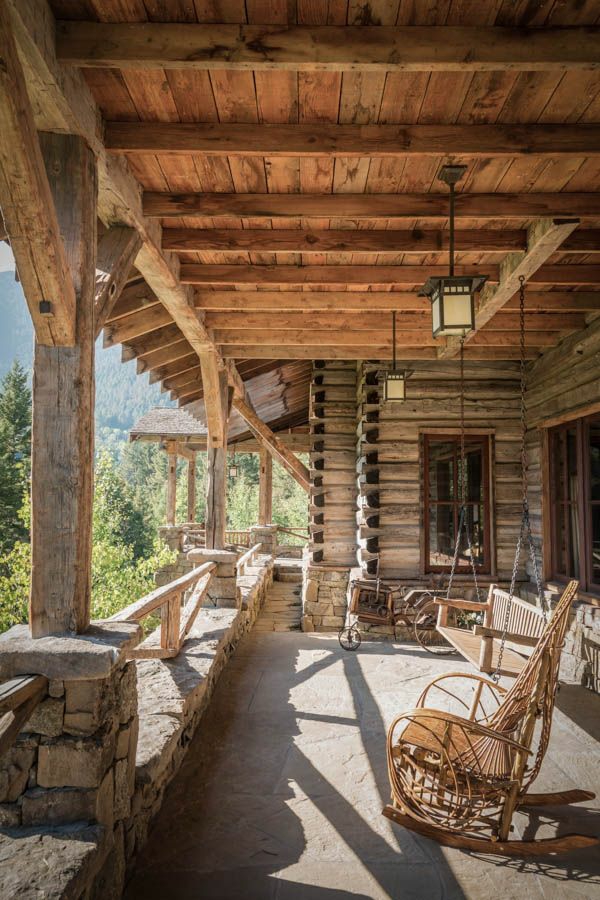 amerikansk træhus landsted med våbenhus veranda bygge bjerg hytte
