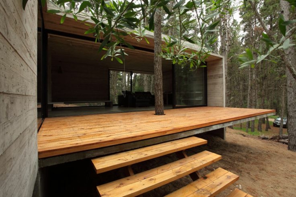 amerikansk træhus med træplanker veranda bygge sig selv