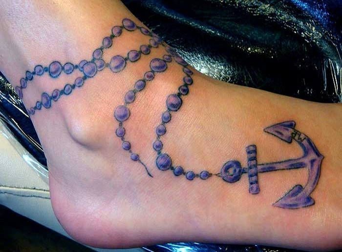 ankkuri naiset tatuointi ideoita jalka