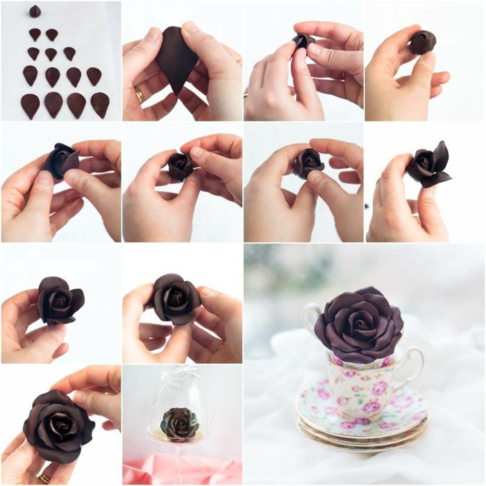 Instructies Rose gemaakt van het modelleren van chocolade zelf