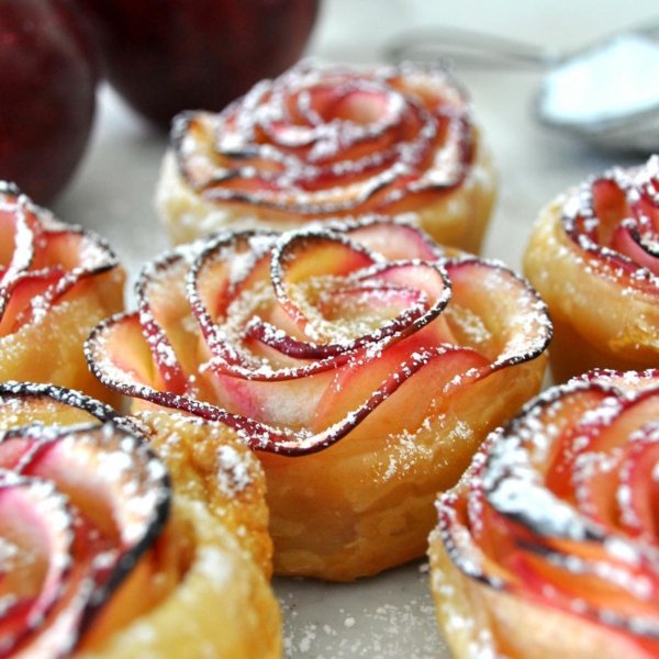 muffins aux pommes rose en forme de sucre glace