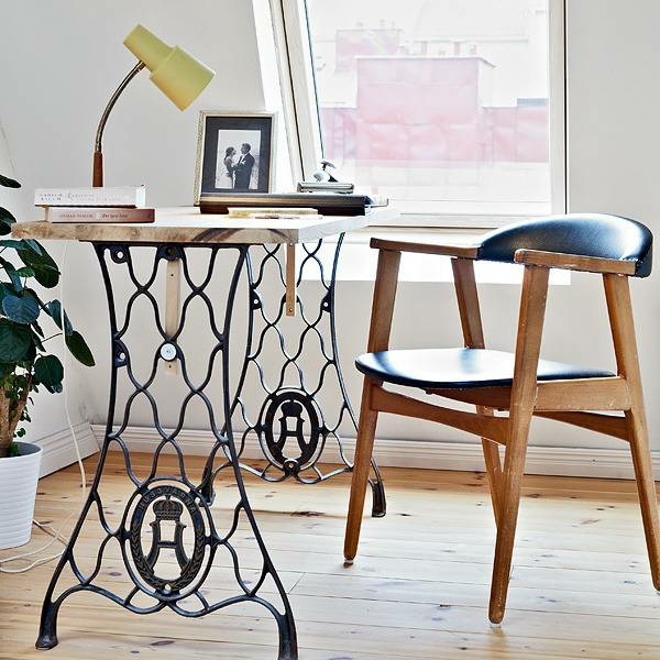 Design work table from old sewing machine