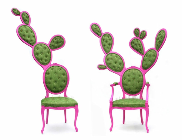 art idées œuvres d'art design créatif chaises cactus