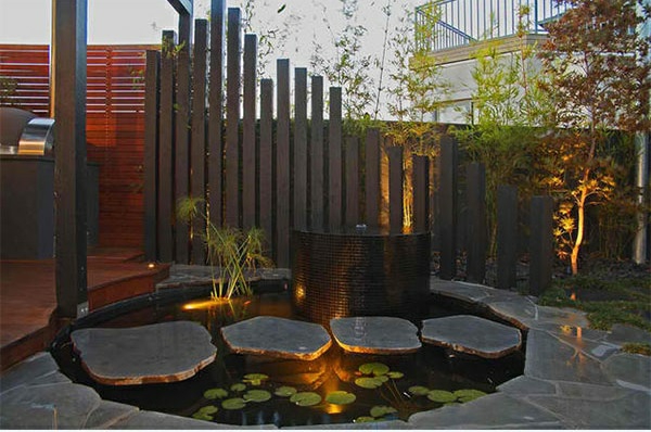 Aziatische tuin patio ontwerp ideeën vijver
