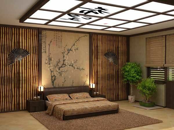 ориенталска спалня дизайн декоративен таван