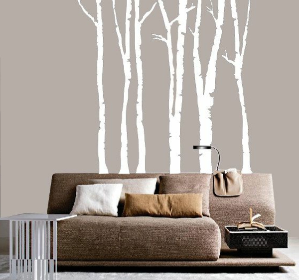 attractive photo wallpaper forest brown sofa