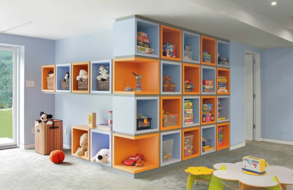 системи за съхранение детска стая стена шелф отворени цветни