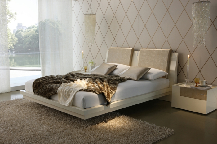 фантазия легла висящо окачване двойно легло луксозен дизайн спалня успокояващо дружество