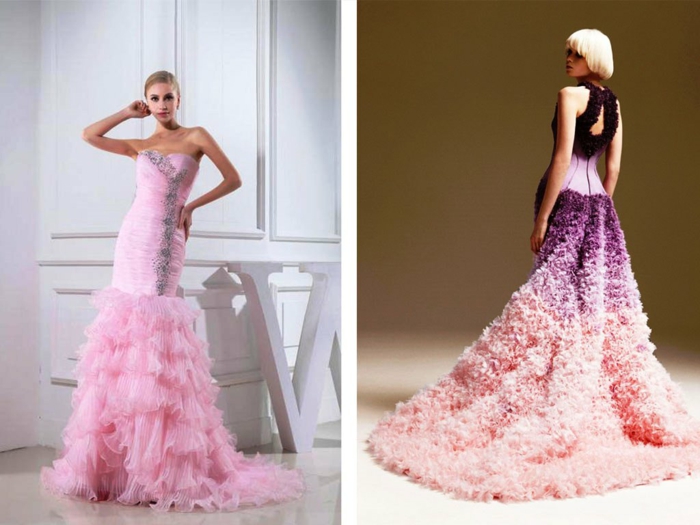 φανταχτερά νυφικά φορέματα haute couture νυφικά ροζ ροζ