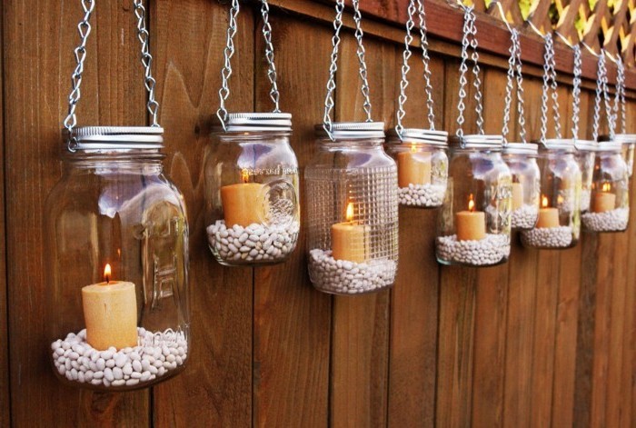 elegante jardín decorando usted mismo valla de decoración con velas