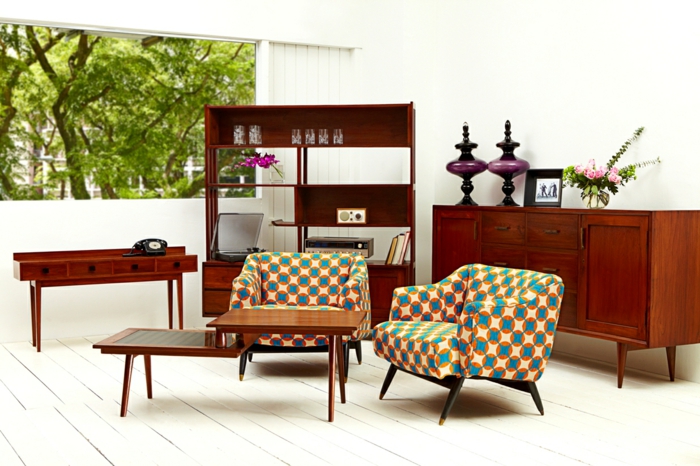 muebles de lujo salón de diseño retro en estilo vintage