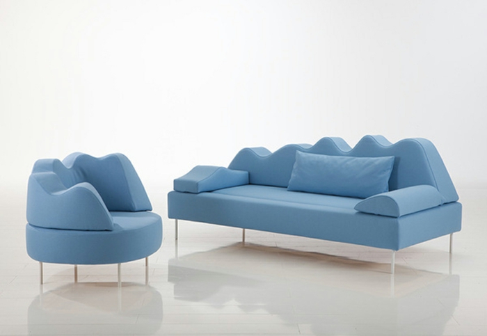 Κομψό καναπέ που δημιουργήθηκε μπλε καναπέ καθιστικό καρέκλα