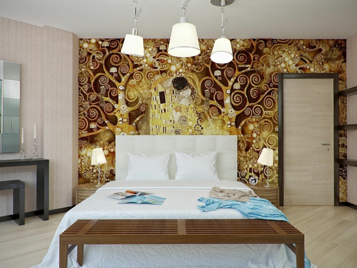 paredes de dormitorio de papel pintado de lujo ideas de moda