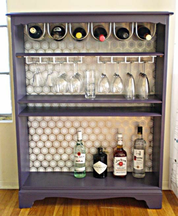 bookshelf transformed into wine rack self build mounted on cabinet