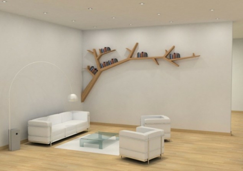 bogreoler minimalistisk væghylde som træ