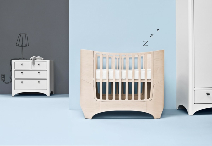 dětská postel koupit mamanatural moderní design modrá dětská místnost