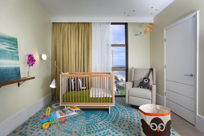 سرير طفل تصميم غرفة الطفل إعداد أفكار جميلة سجادة طويلة الستائر