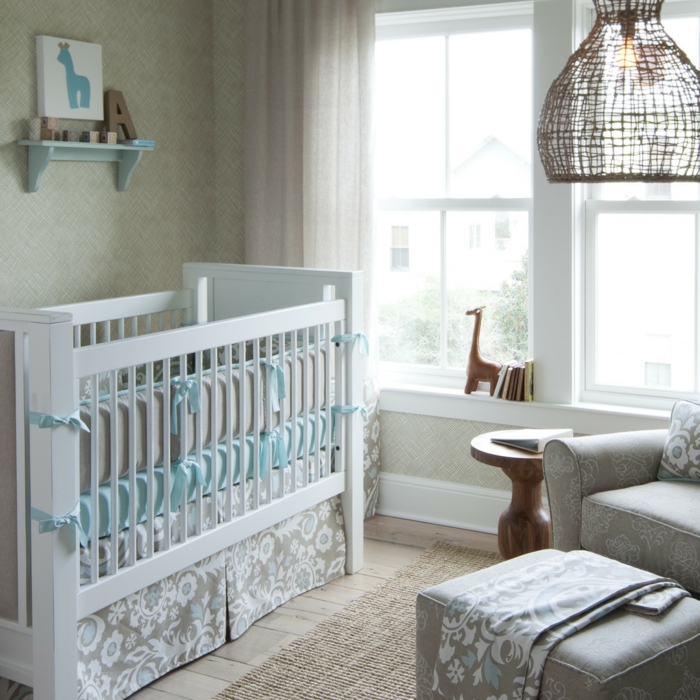 dětské postele design baby room textilní vzorek elegantní stínidlo