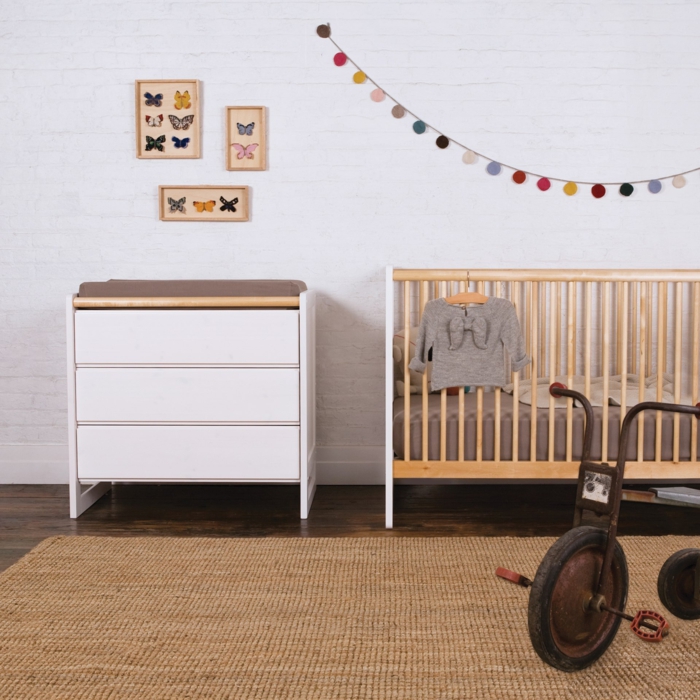 dětské kolébky design stěna dekor sisal koberec kolo