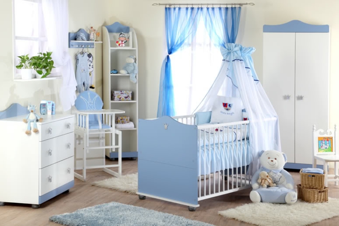 תינוק, חדר, תינוק, חדר, עיצוב, כחול, מבטאים