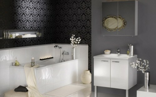 kylpyhuone sisustus tumma seinä taustakuva kontrasti
