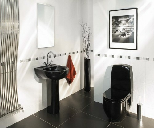 meuble de salle de bain vasque noire contraste