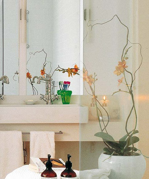 баня декорация орхидеи плоча мивка ваза козметика