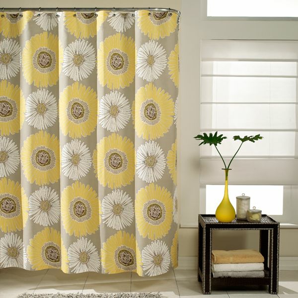 bathroom bath curtain shower curtain yellow flowers