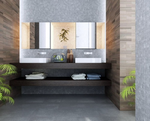 浴室设计图片棕榈树异国情调ambiente货架水槽