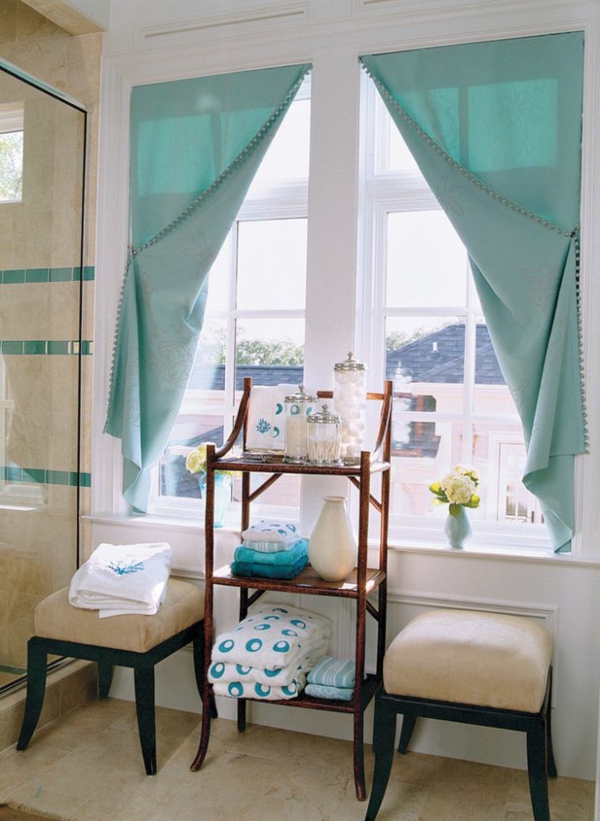 badeværelse indretning ideer gardiner turkis badeværelse møbler brusekabine