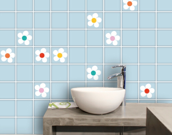 πλακάκια μπάνιου πάνω από κεραμίδια λουλούδια λουλούδια ιδέες μοτίβο