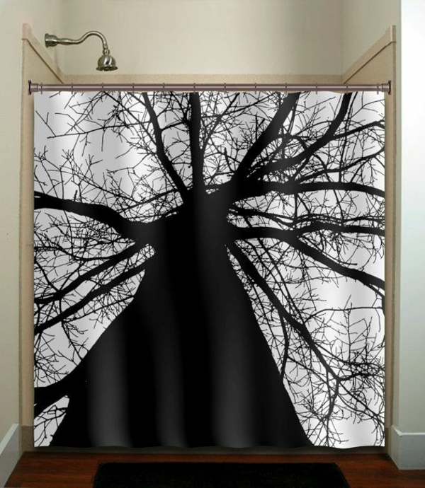 propuestas de decoración cortinas árbol negro