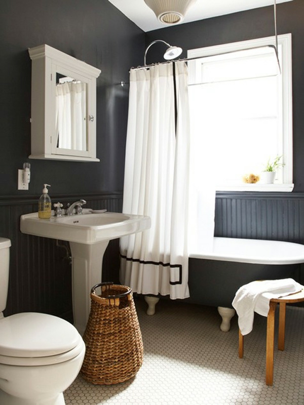 浴室的想法黑色套装设计浴缸