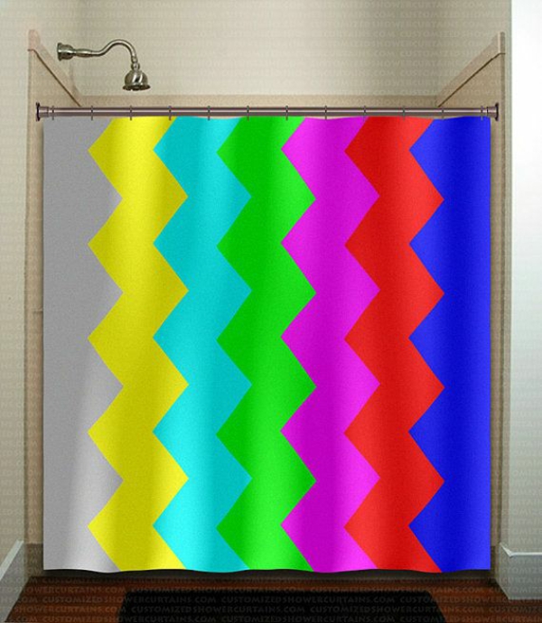 bathroom bathroom curtains shower curtain zigzag pattern signal colors