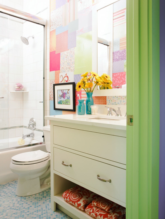 πλακάκια μπάνιου χρωματιστά φρέσκα ψηφιδωτά πλακάκια ιδέες μπάνιου