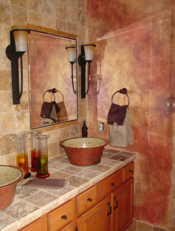 vonios kambario dizainas vonios plytelių dubenėlio formos kriaukle