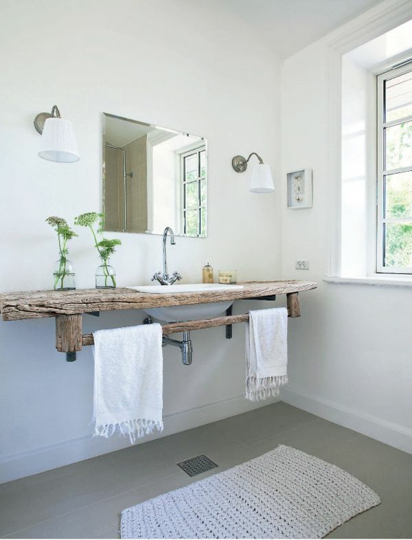 badeværelse design ideer rustikke bæredygtige design træ håndvask bord