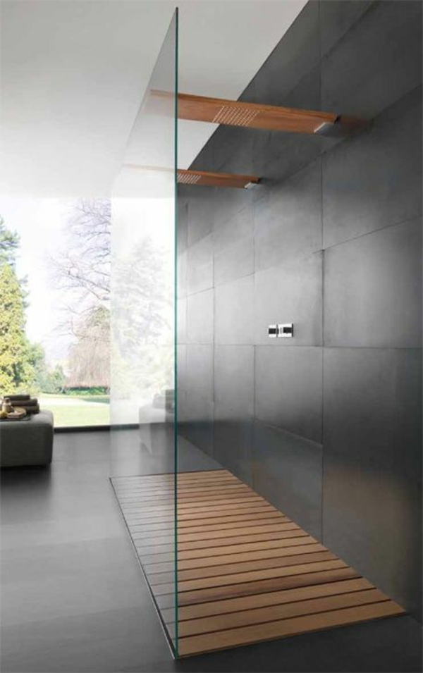 idei de design baie mers pe jos duș cabină de duș pereți de sticlă podea nivel